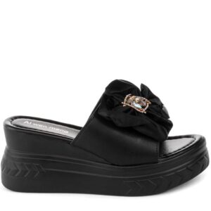 Шльопанці жіночі на платформі, LLX SHOES, екошкіра, колір чорний, 113712