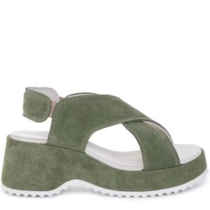Босоніжки жіночі на платформі, NEMCA SHOES, замша, колір зелений, 113965